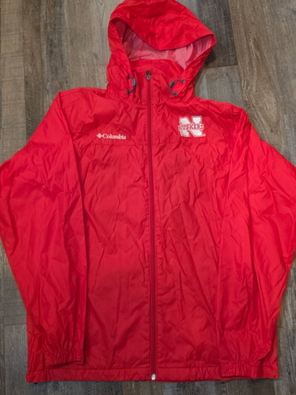 Columbia Nebraska Cornhuskers Red Windbreaker Jacket Mens Medium Embroidered Log